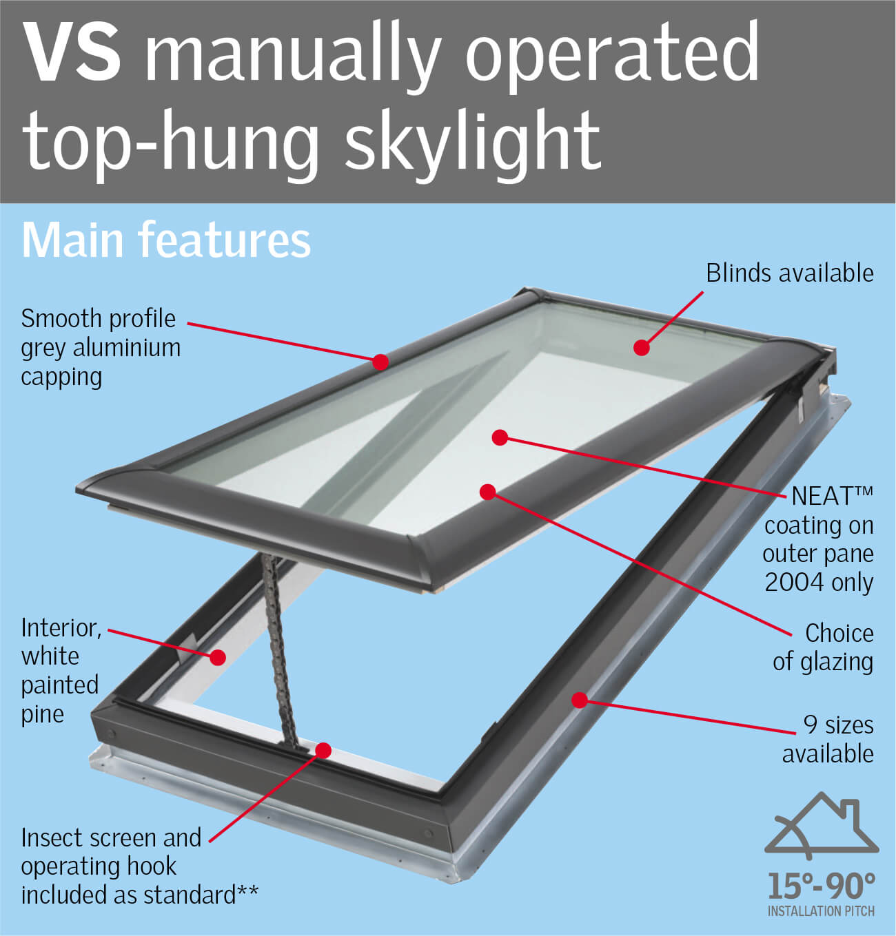 VELUX VS - Manually Operated Top hung Skylight